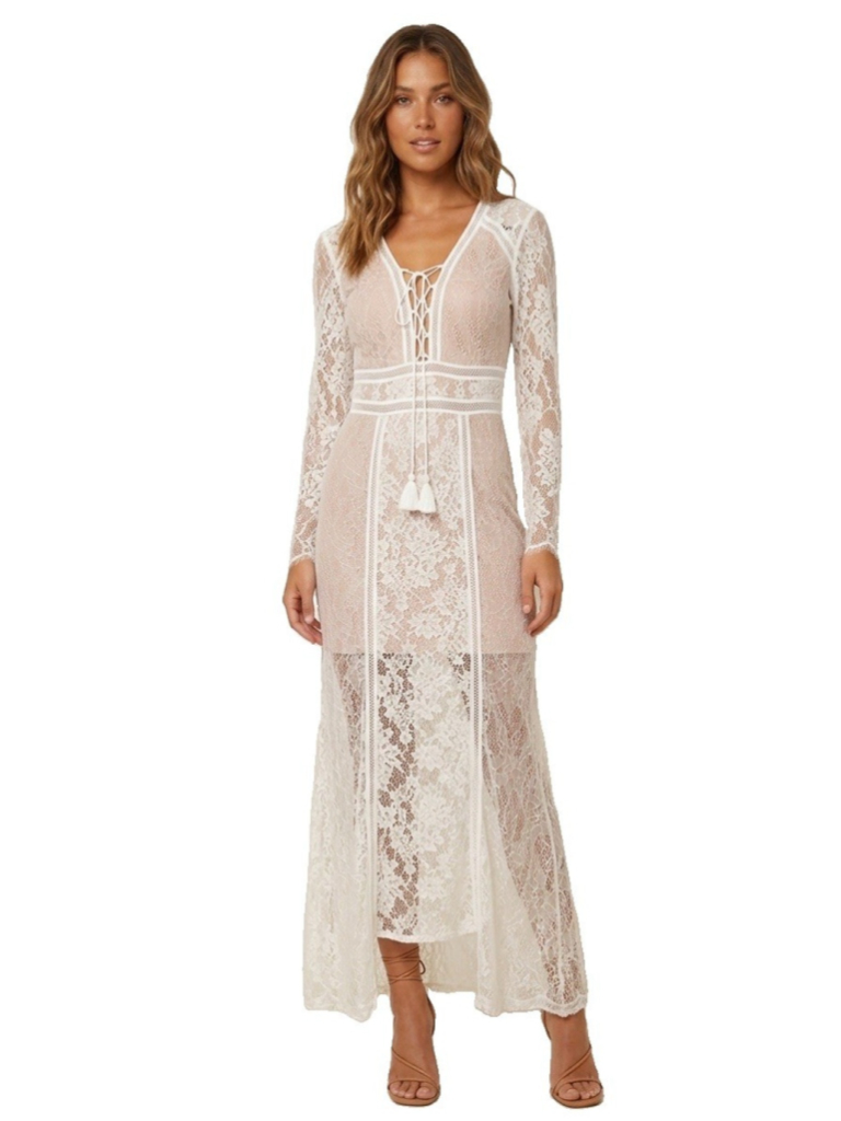 The Jetset Diaries Tjd Caribbean Maxi Dress Large Ivory Lace Wedding $325 Boho